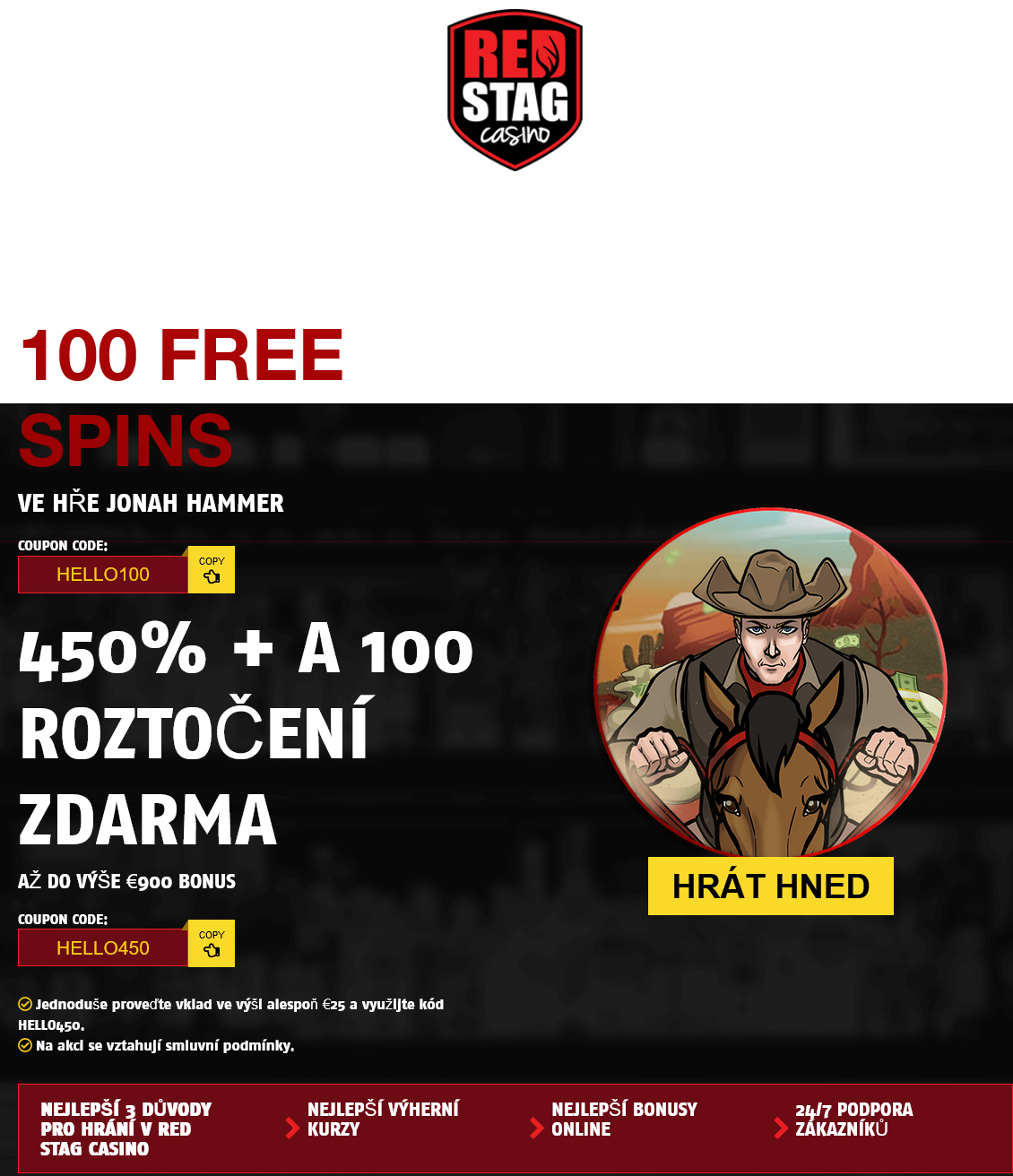 Red Stag 100 Free
                                                  Spins (Czech)