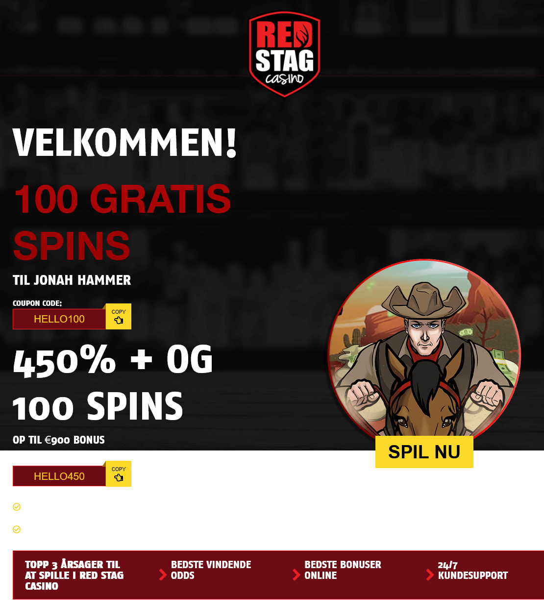 Red Stag DK 100 Free
                                          Spins (Denmark)