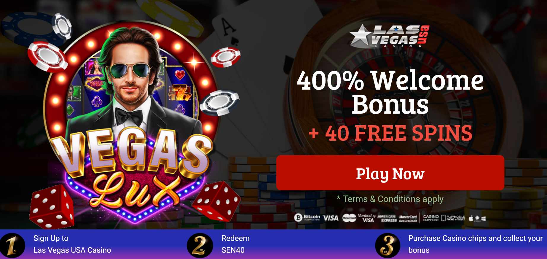 400% Welcome Bonus + 40
                                          FREE SPINS