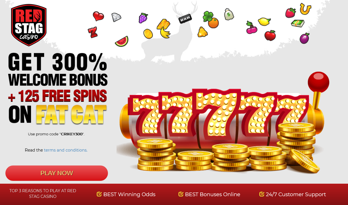 Red
                                        Stag AUD 300% + 125 Free Spins