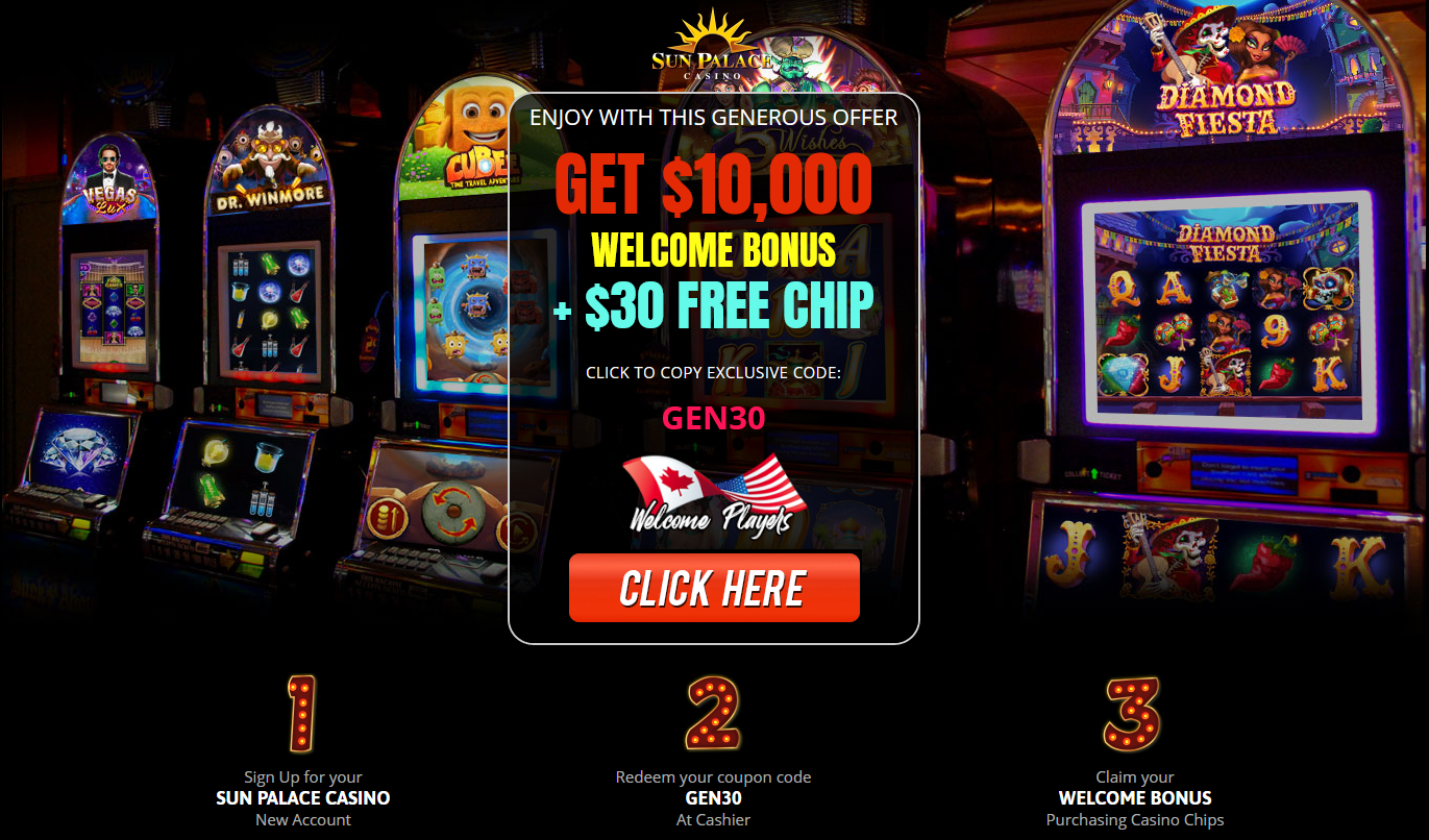 $10,000
                                WELCOME BONUS + $30 FREE CHIP